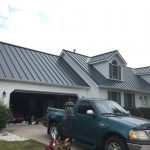 Ground view of installed metal roof.